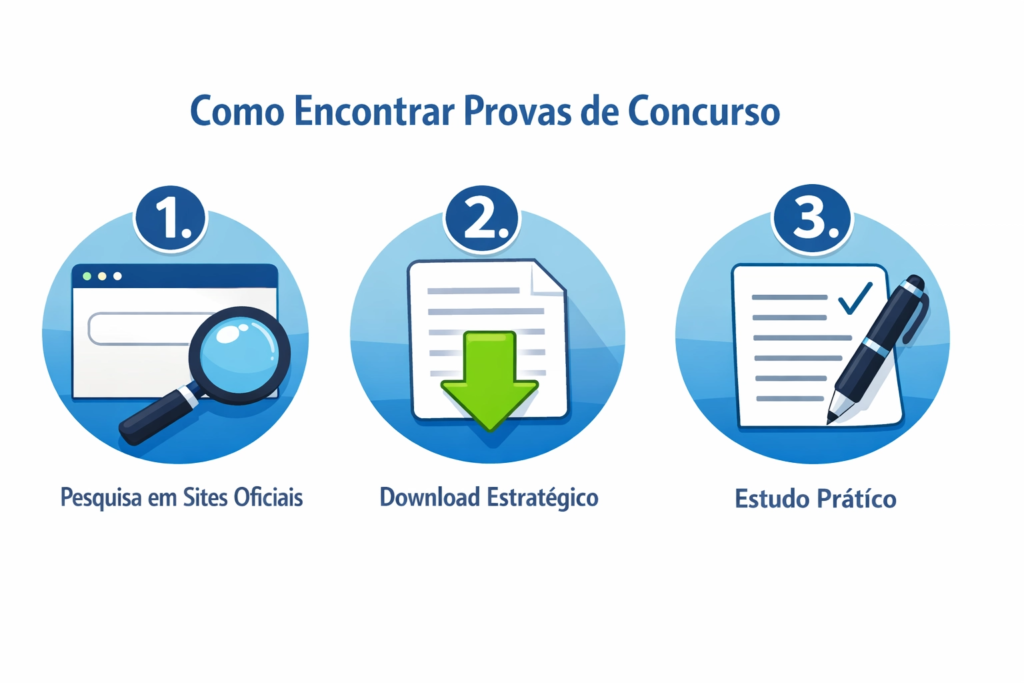 Como encontrar provas de concursos e questões para estudar.
